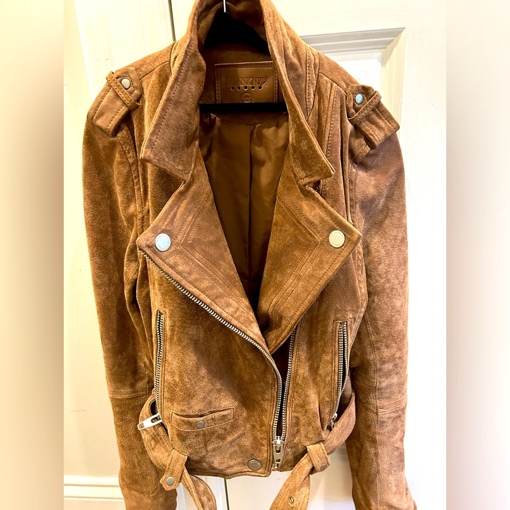 Brown suede leather jacket XS